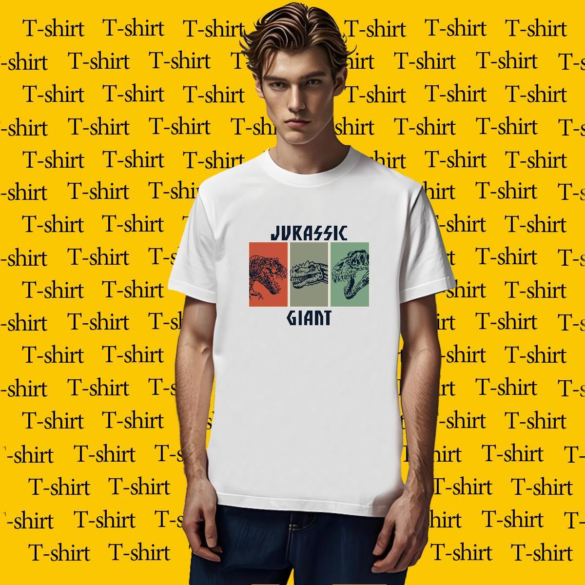 Man T Shirts 230g Pure Cotton dinosaur Daily Outfit O-Neck Short Sleeve Plus Size Custom Men Tees Free Shipping High Quality Clothings