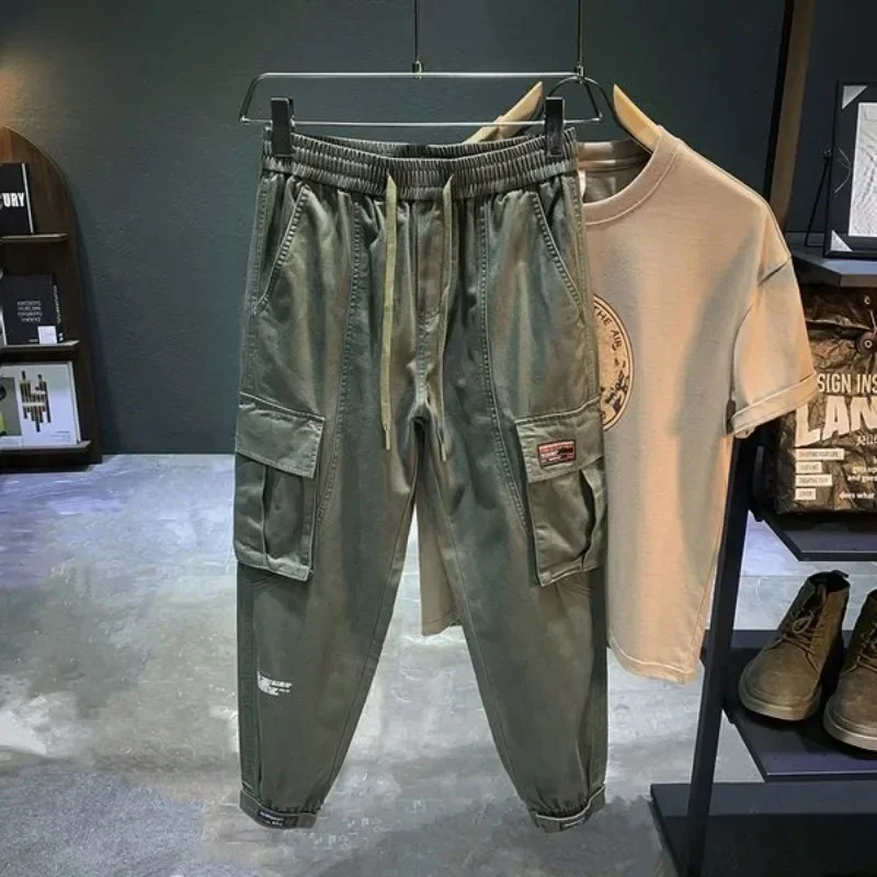 Male Trousers Harem Black Mens Cargo Pants Multi Pocket Stacked Multipockets Slacks Big Size est High Quality Harajuku Y2k 240806