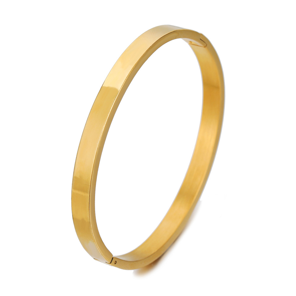 Exquisite Gold Silver Stainless Steel Bangle Bracelet for Men Women Titanium Steel Opening 6mm 8mm Bracelet Snap Buckle Bracelet Lovers Ornament Jewel