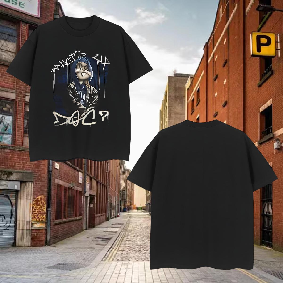 Classic Couples T Shirts 100% Cotton 230g rabbit Men T Shirts Hip Hop O Neck Short Sleeves Anime Fashion Wear