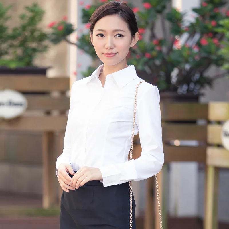 Womens White Shirt Spring Autumn Korean Fashion Student Shirt Professional Women Clothing Long Sleeve Shirts and Blouses 240806
