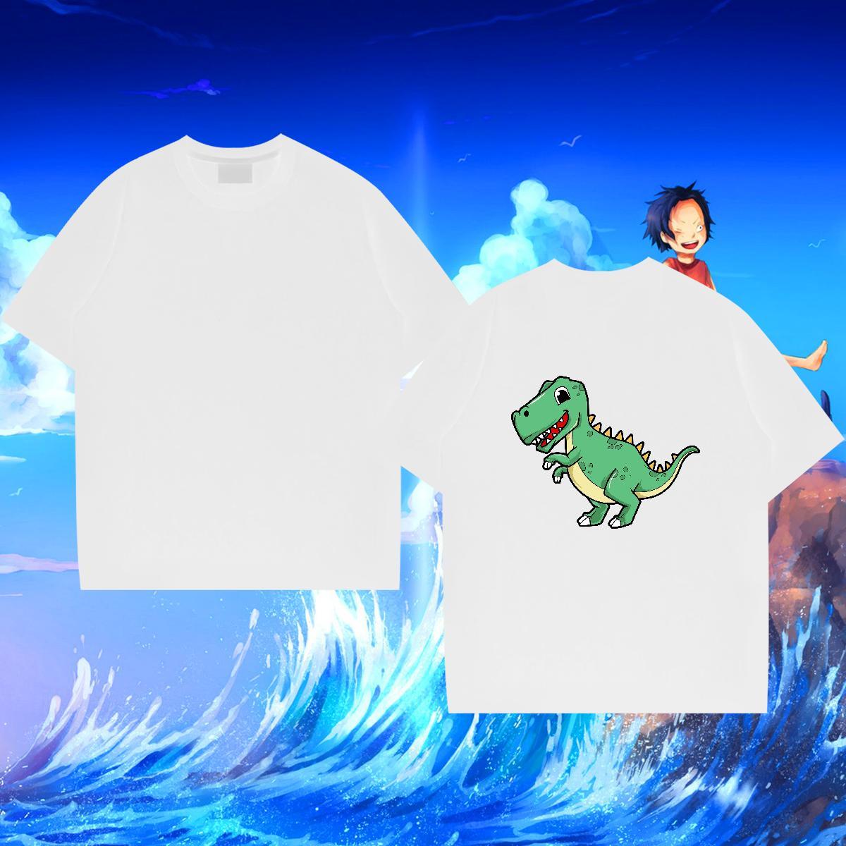 Brand T-Shirts 230g Pure Cotton dinosaur Sport Clothings Breathable Short Sleeve Loose Men Clothes T-Shirt Skull