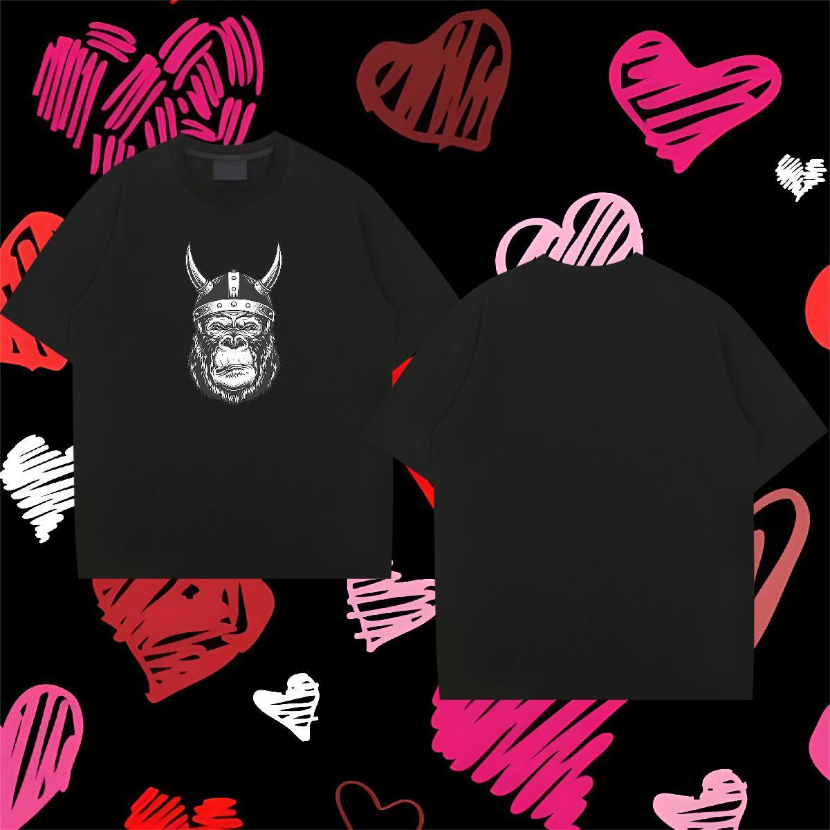 Classic Casual T shirt 230g Pure Cotton chimpanzee Summer Casual Tees Shirts Short Sleeve O-Neck Soft Couples T Shirts Oversized 3XL 4XL