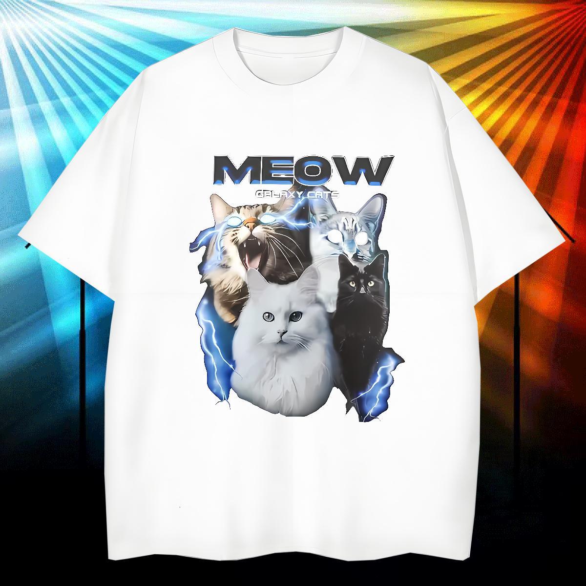 Factory Direct Mens T Shirts 230g 100% Cotton cat Hip Hop Street Tshirts Crew Neck Breathable TOP Quality Men Tees Custom Printing