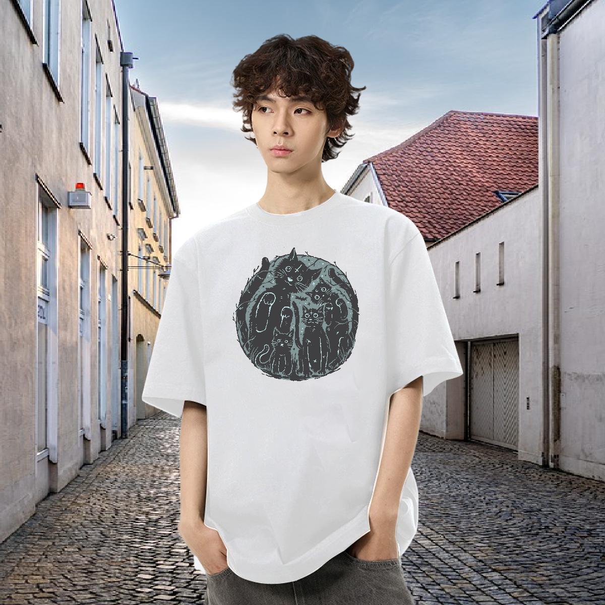 2024 Designer Mens T Shirts 230g Pure Cotton cat Sports Casual Tops Shirt Breathable Wholesale Tshirts Custom Anime