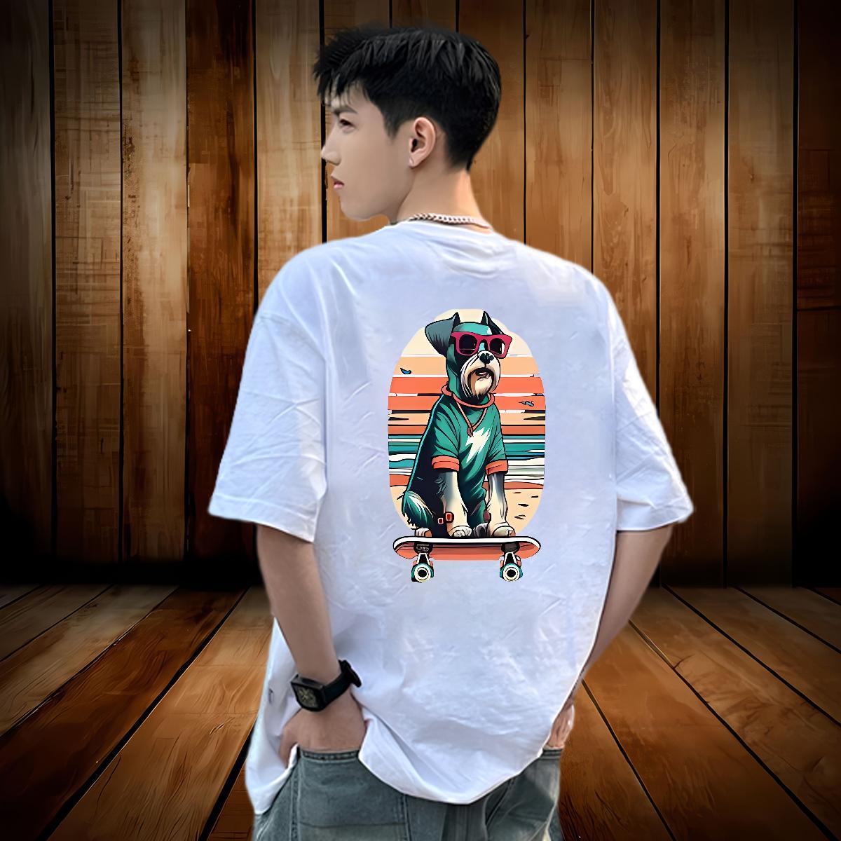 2024 Men T Shirts 230g Cotton dog Summer Casual Tshirts Breathable Short Sleeve Classic Men Tshirts Oversized