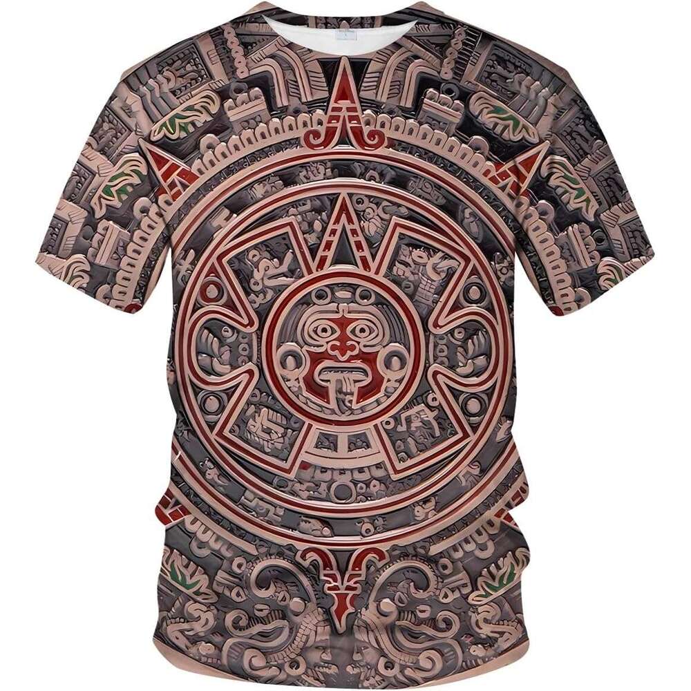 T shirt Mens Funny T Mayan Aztec Theme Tee Shirt shirts tshirt graphic tee Casual tops summer clothes Short sleeve Free shipping