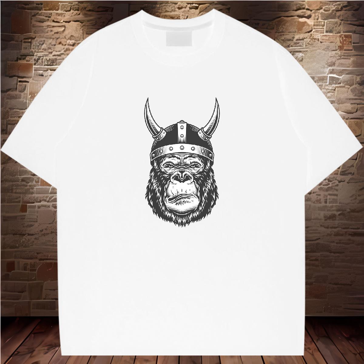 Man T Shirts 230g 100% Cotton chimpanzee Spring Summer Pure Cotton Floral Print Couples T Shirts Casual New Cool Design Wear