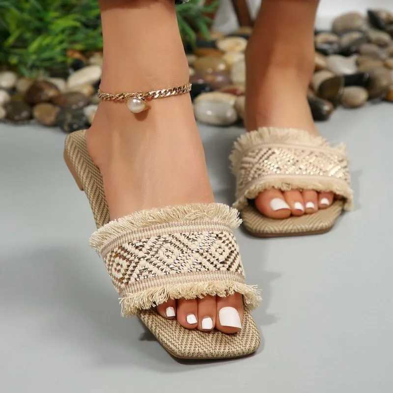 New Arrival Womens Summer Lawn Womens Leisure Slide Outdoor Espadrillle Flip Fashion Flat Womens Sandals and Large Slide T250108
