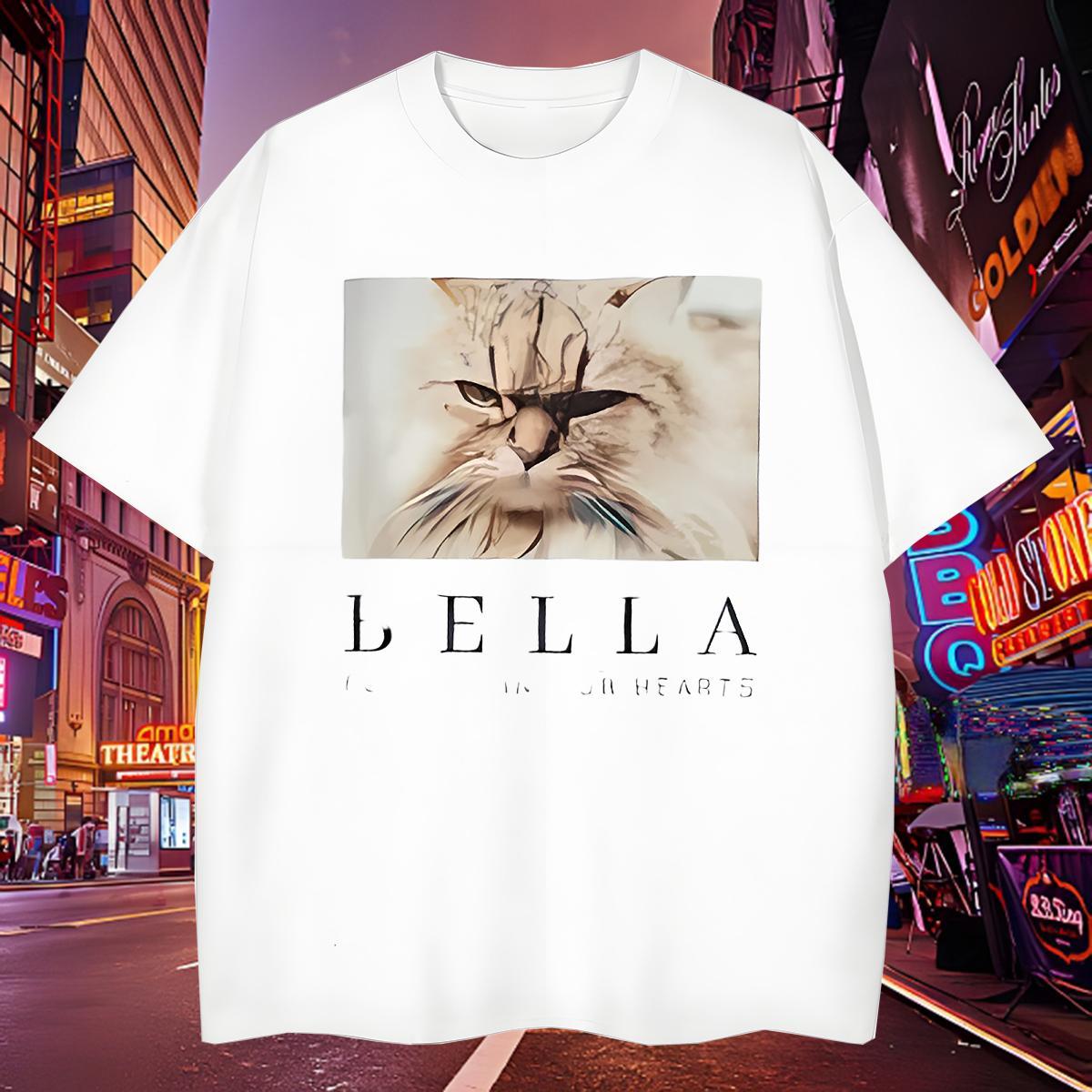 Loose Men Tees 100% Cotton 230g cat T shirt Hip Hop Breathable Short Sleeve Black White 2024 Summer Polos