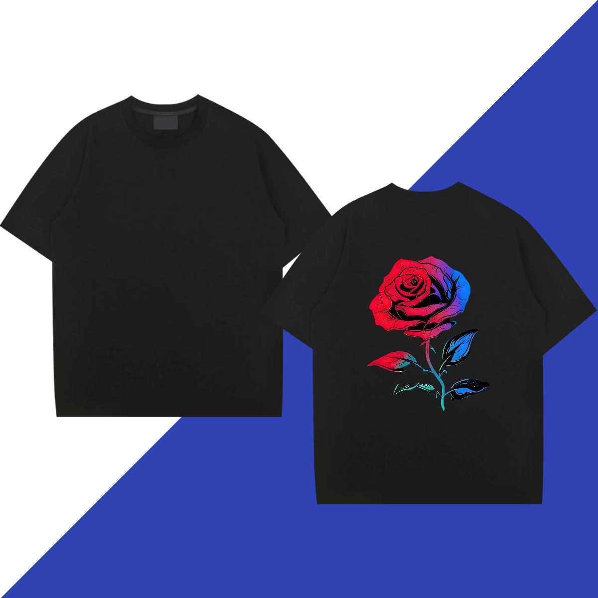 Fashion Design T Shirts Men 230g Pure Cotton ROSE Outdoor Top Tees O Neck Short Sleeves Free Shipping Tshirts Oversized 3XL 4XL