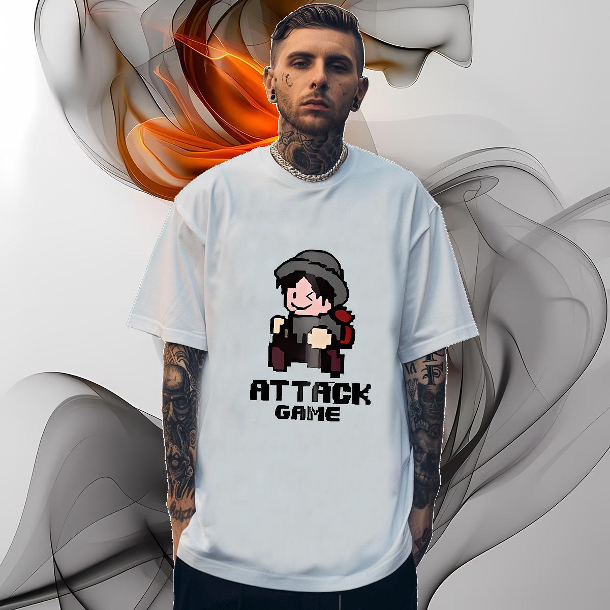 T Shirt For Man 230g 100% Cotton game Street Wear O Neck Short Sleeves DIY Men Clothes T-Shirt Classic Casual TOP Quality Tshirts