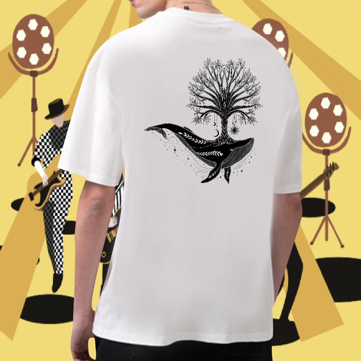 2024 DIY T shirt 100% Cotton 230g tree Street Wear Tees Shirts Breathable Crew Neck Cool Men Tshirts Black Oversized