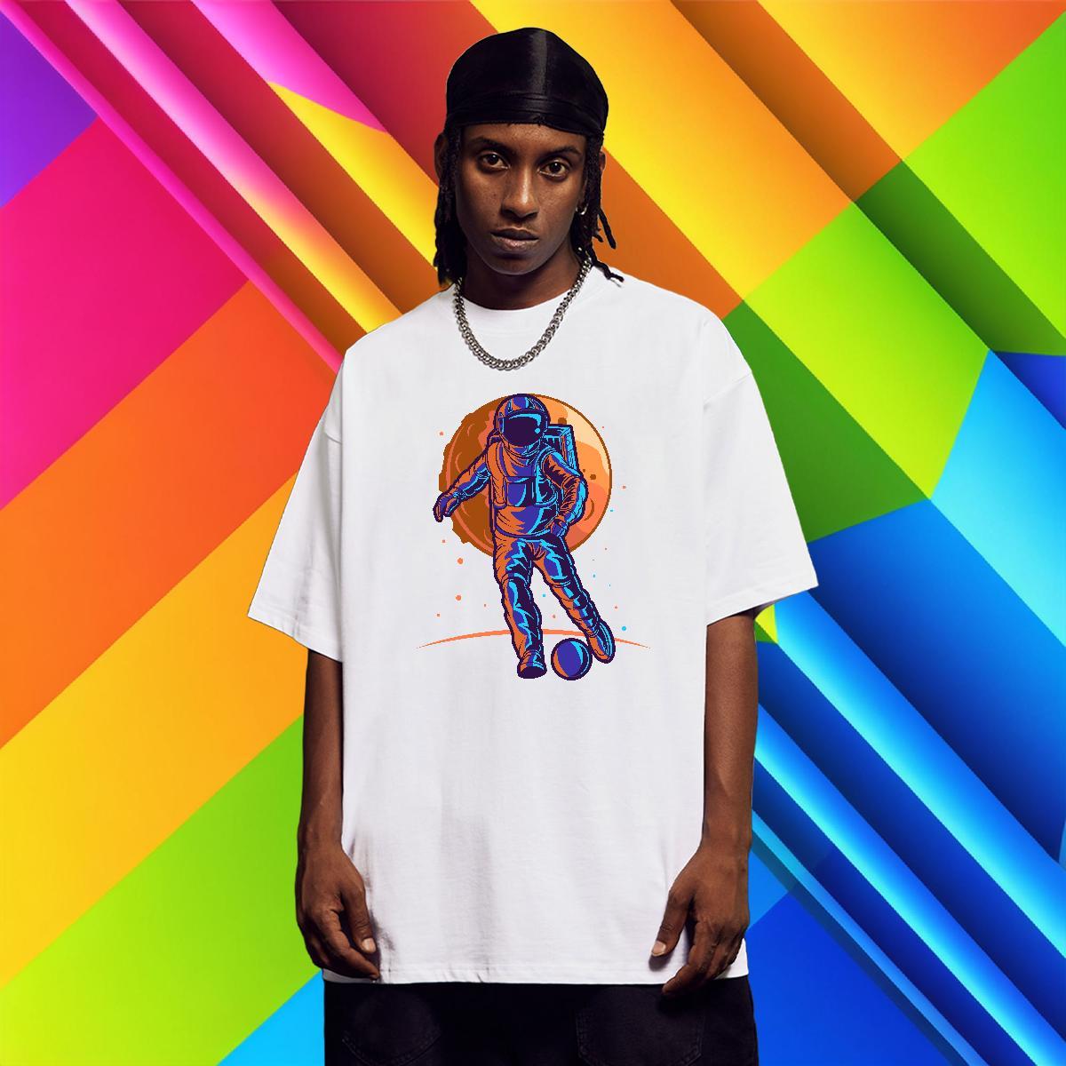 T Shirt For Man 230g 100% Cotton cosmonaut Sport Round Neck Short Sleeve Custom Cartoon Men Tees Fashion Popular Tops Tees