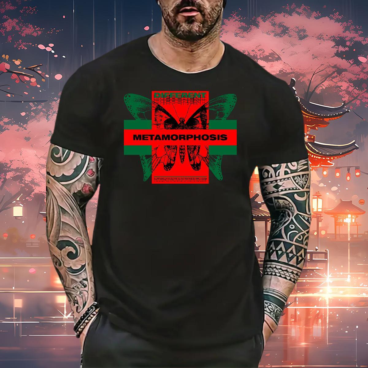 Free Shipping Men T Shirts 230g Cotton Butterfly Outdoor Tees Shirts Breathable Short Sleeve Designer Men Tops Tees White Plus Size