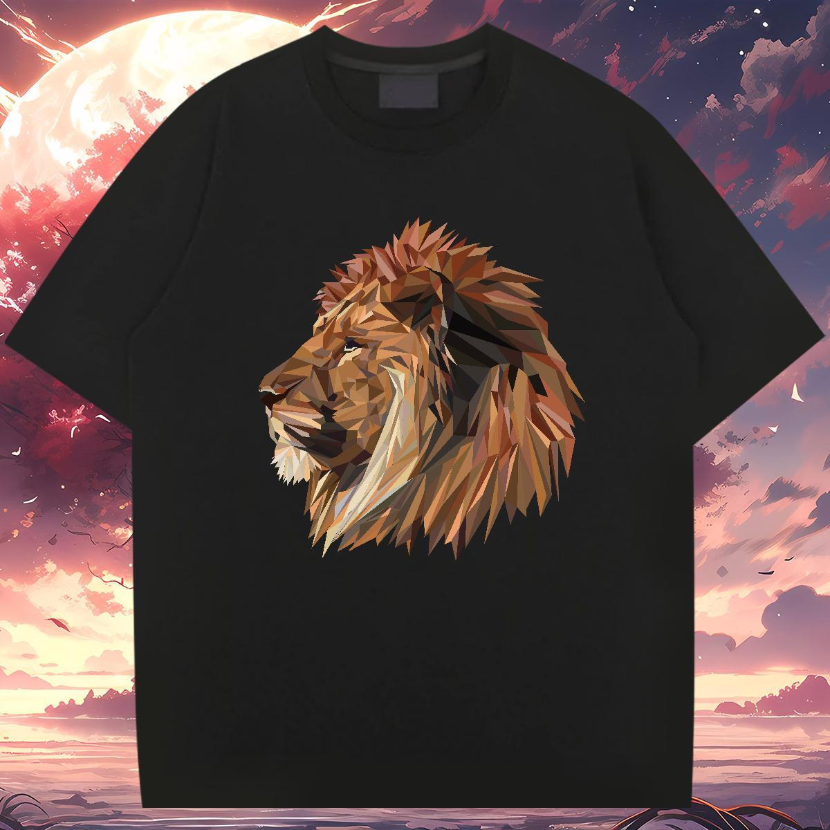 Man T Shirts 100% Cotton 230g lion Home Outdoor Breathable Short Sleeve Anime Men Clothes T-Shirt Factory Direct Free Shipping Tops Shirt