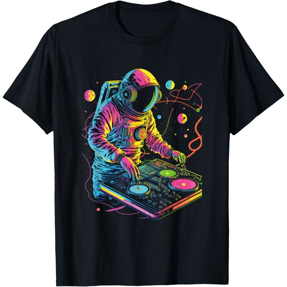 T shirt Mens Astronaut DJ, DJing in Space, EDM cool Graphic T-Shirt shirts tshirt graphic tee Casual tops summer clothes Short sleeve Free shipping