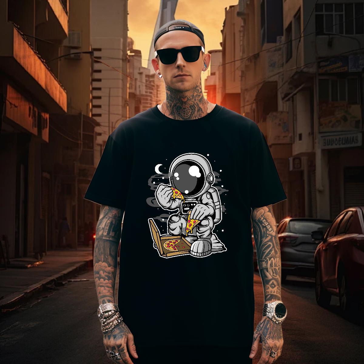 Mens T Shirts 230g Pure Cotton cosmonaut Sports Casual O Neck Short Sleeves Cartoon Printing L-4XL Tshirt for Man Woman Custom Comfortable Wear