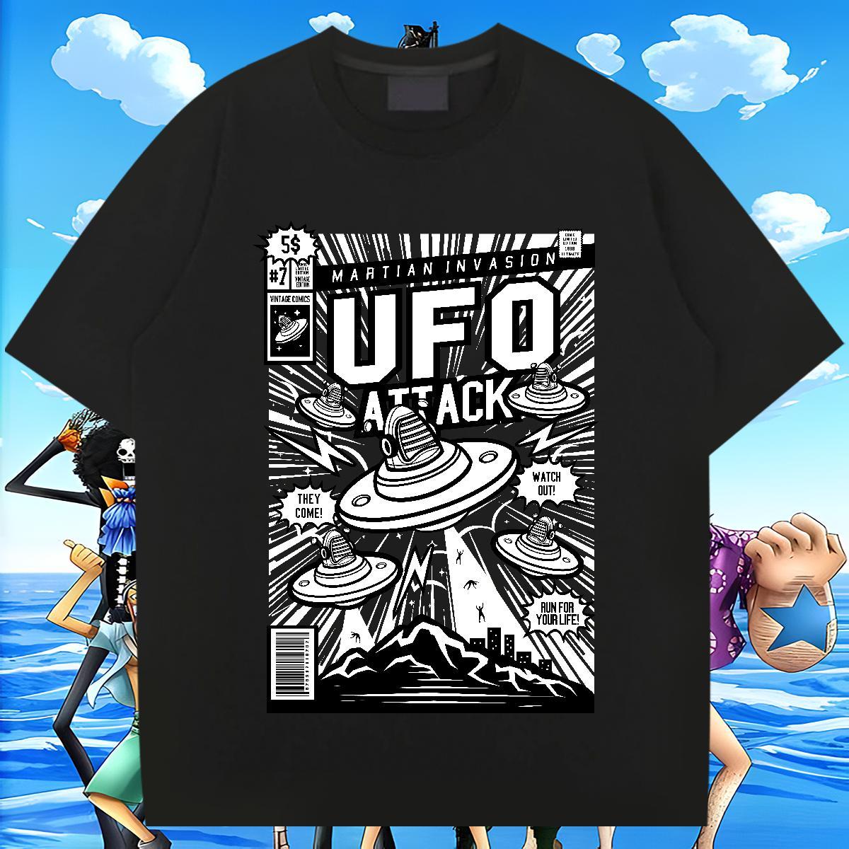 Loose Fit Men Clothes T-Shirt 230g Pure Cotton High Street Hip Hop ET Custom Print Plus Size Breathable Short Sleeve Fashion Casual Mens T Shirts Tops