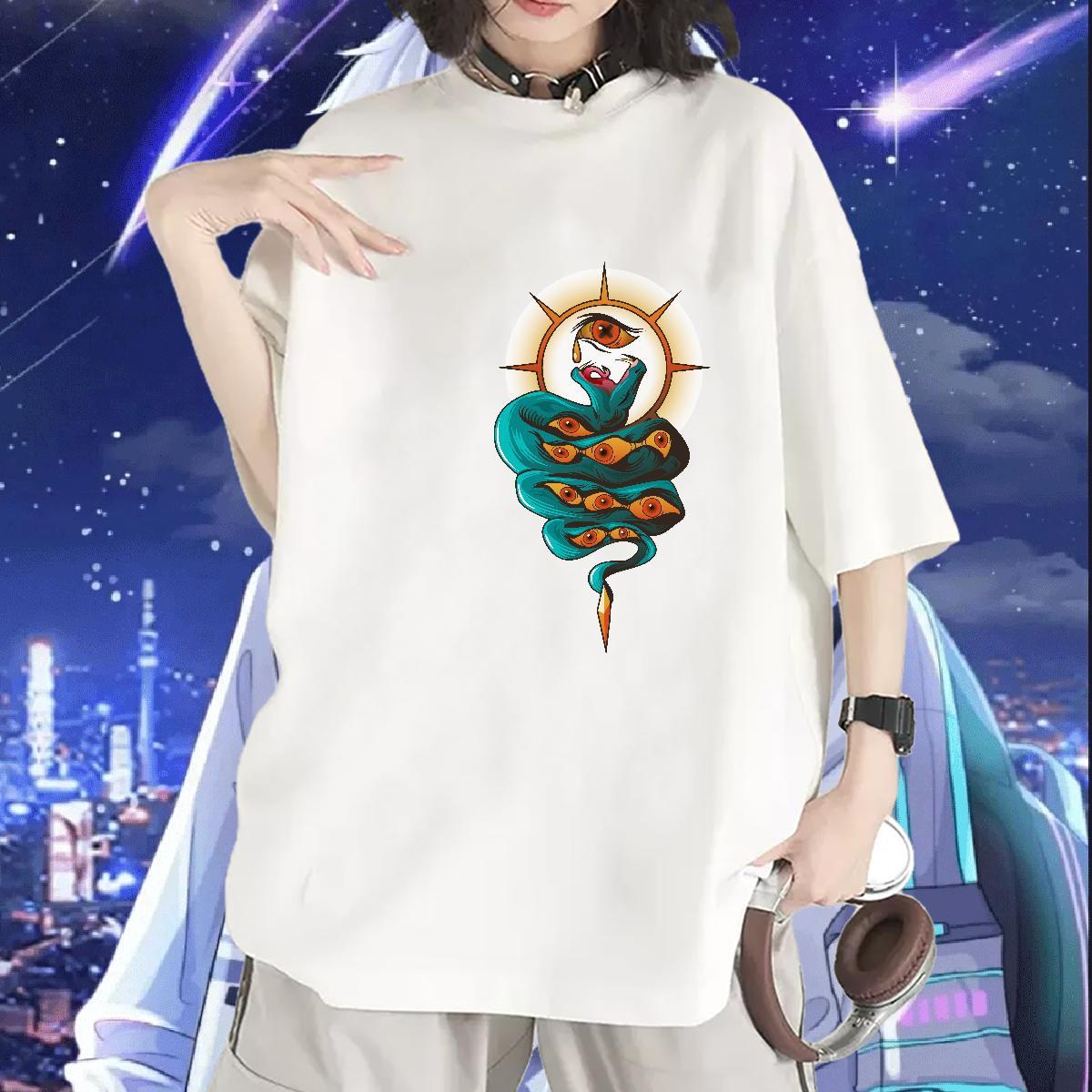 Designer T-Shirts Breathable Short Sleeve Lady T shirt Oversized snake Daily Outfit 230g 100% Cotton Fashion New Tops Shirt