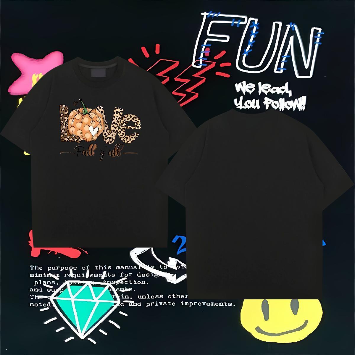 Man T Shirts 230g Pure Cotton halloween High Street Hip Hop Breathable Crew Neck Graphic Men Clothes T-Shirt Classic Cool Tops Shirt