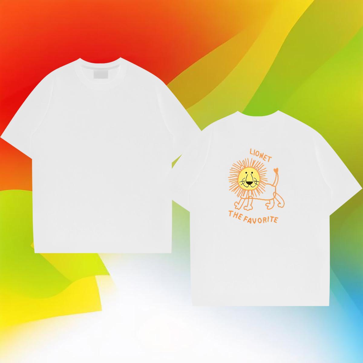 2024 Designer T Shirts Men 230g Cotton lion Beach Top Tees O-Neck Short Sleeve Brand Mens Tshirts Custom Anime