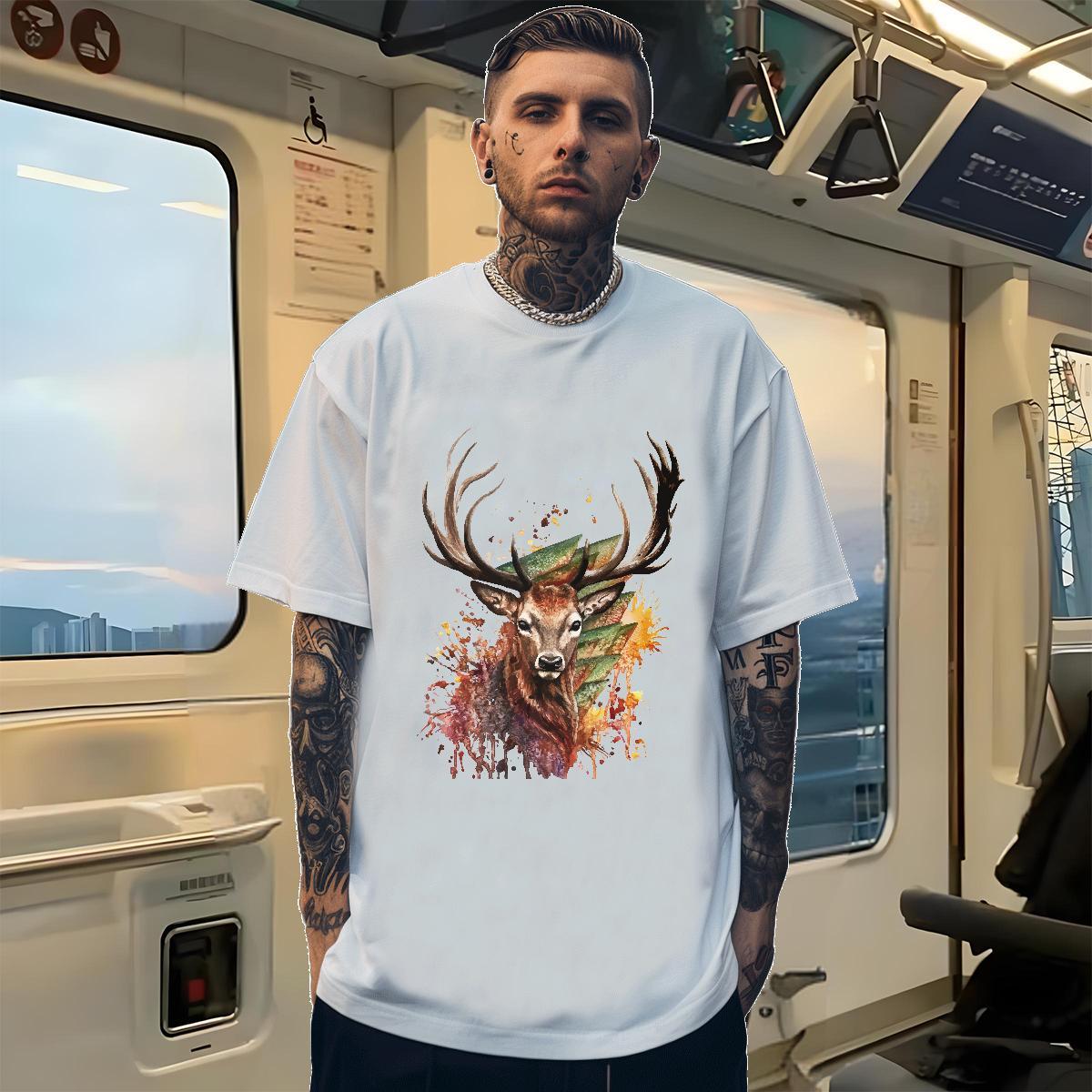2024 Designer T Shirt For Man 100% Cotton 230g Deer Spring Summer Tops Tees Pure Cotton Free Shipping Men Tshirts Customized Print