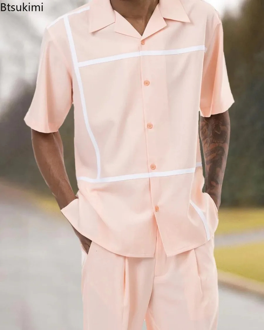 2024 Trend Printing Mens WearMens Wear Set Spring/Summer Party Sports and Leisure Set Shirt Pants 2-piece Fashion Mens Wear240806