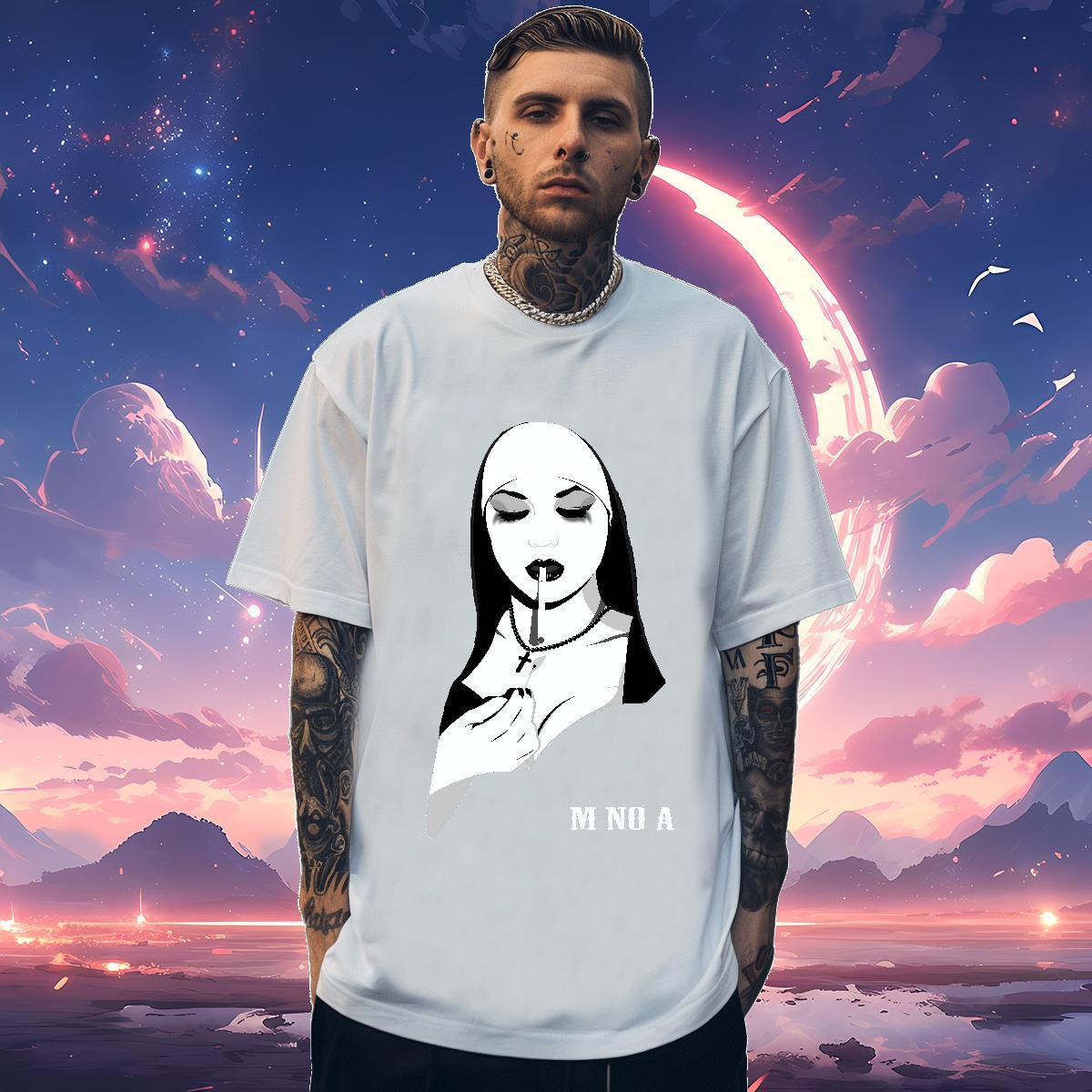 T-Shirts 230g Pure Cotton nun Sports Casual Breathable Short Sleeve Customized Print Mens Tshirts Stylist Designer Clothes