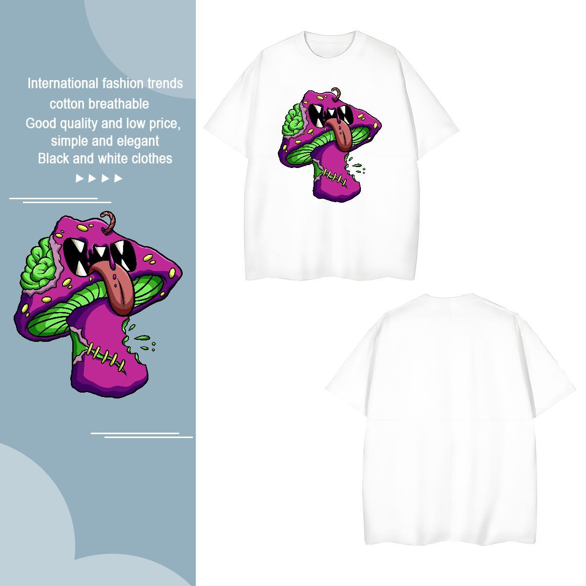 Mens T Shirts 100% Cotton 230g mushroom Summer Casual Breathable Short Sleeve Custom Big Size Couples T Shirts DIY Customized High Quality Tops Tees