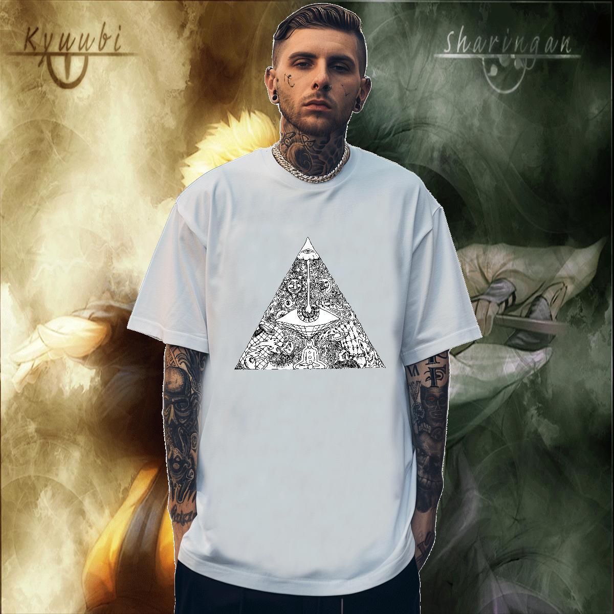 Customized T Shirts Men eye of the devil Tops Shirt 230g Cotton Street wear Hip Hop Unisex Custom Big Size Breathable Men Clothes T-Shirt
