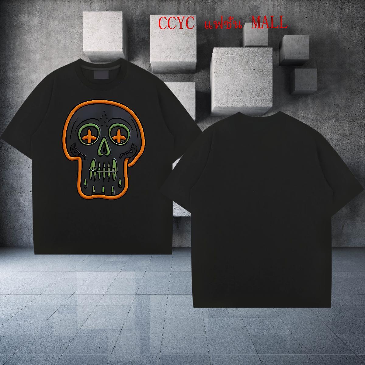 Customized Man T Shirts 230g Cotton halloween Street Polos Crew Neck Breathable Loose Men Tops Tees White Plus Size