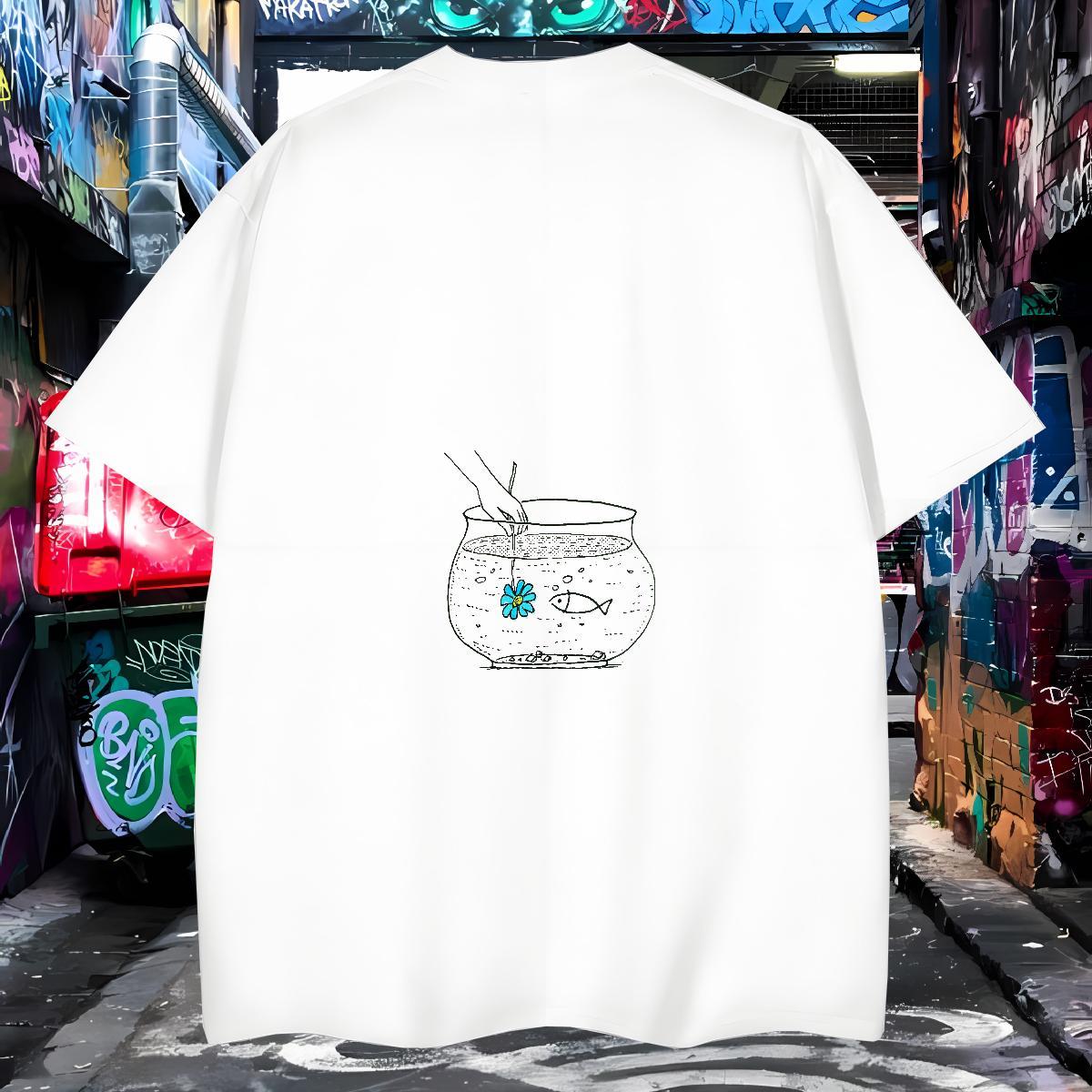 Classic T Shirt For Man 230g Cotton fish Sports Casual Clothes Breathable Short Sleeve Free Shipping Tshirt for Man Woman Customized