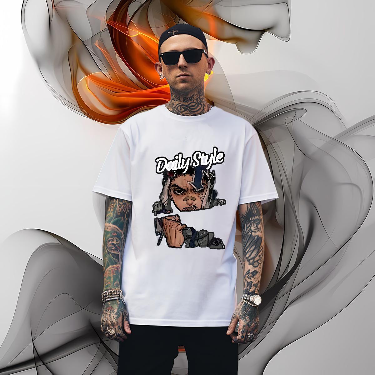 T shirt 230g Cotton portrait Casual Daily Wear Breathable Short Sleeve Asian Size Men Tees Factory Direct Loose Tshirts