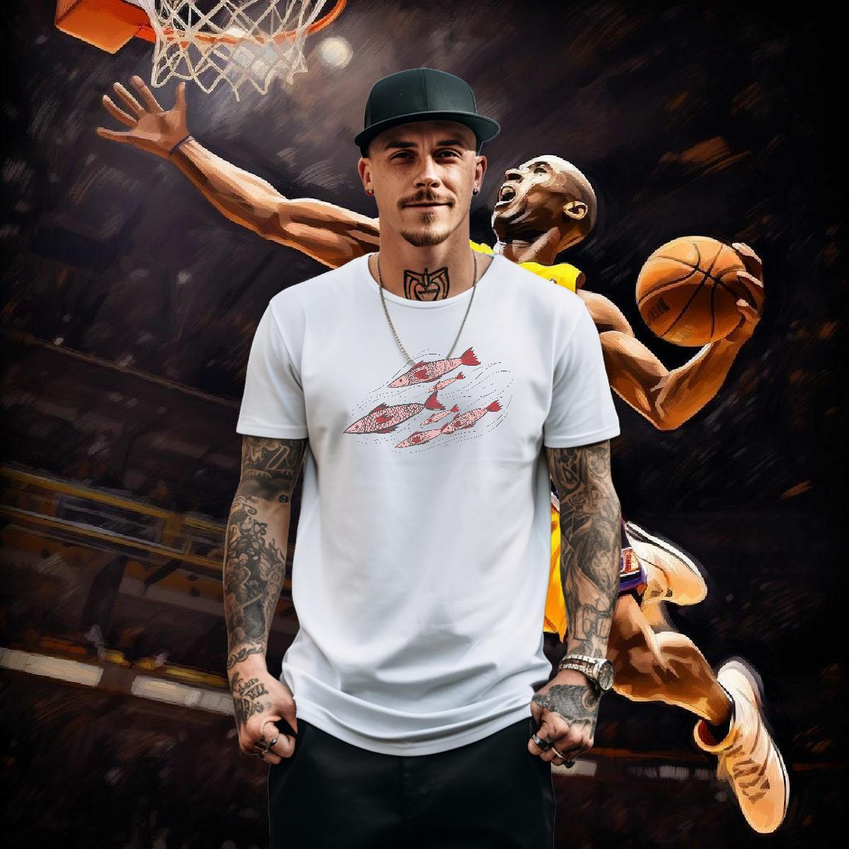 Fashion T shirt 100% Cotton 230g fish Street Wear Tees Round Neck Short Sleeve Brand Tshirt for Man Woman Cartoon Printing L-4XL