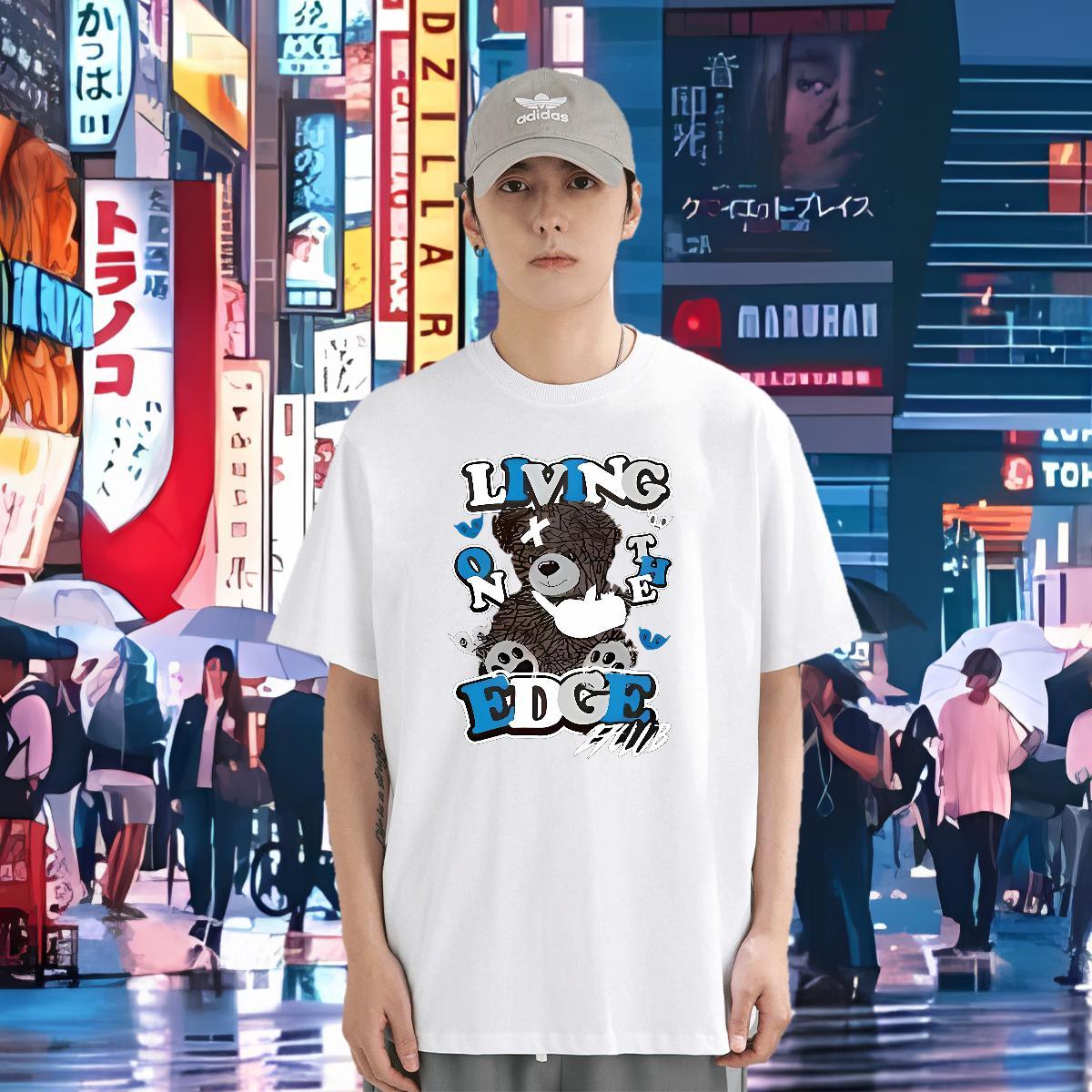 T-Shirts for Men 230g Pure Cotton bear Summer Casual Breathable Soft Black White Men Tees Designer Fashion Cool Design Clothes