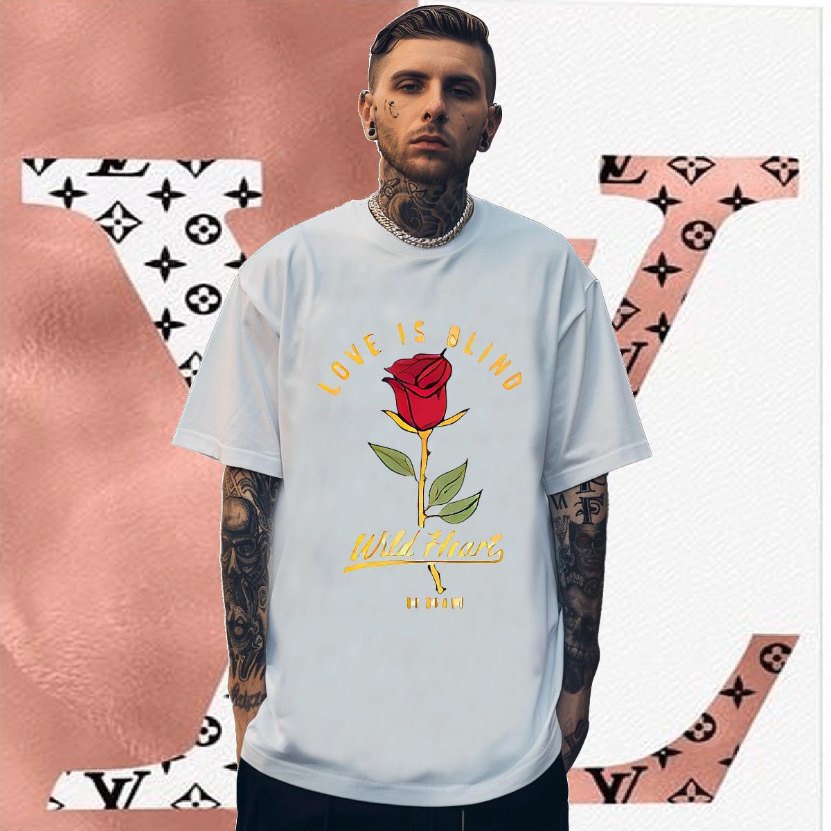 Free Shipping Men T Shirts 100% Cotton 230g ROSE Daily Outfit Clothings Pure Cotton Unisex Men Tops Tees DIY Printed