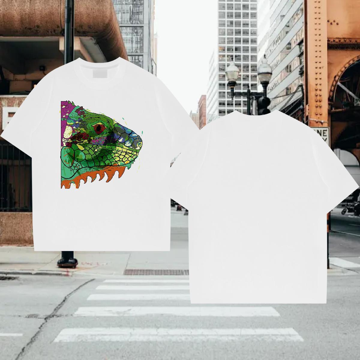 T-Shirts for Men 230g Pure Cotton fish head Outdoor Short Sleeve O-Neck Plus Size Cartoon Tshirt for Man Woman Fashion Casual Free Shipping Wear