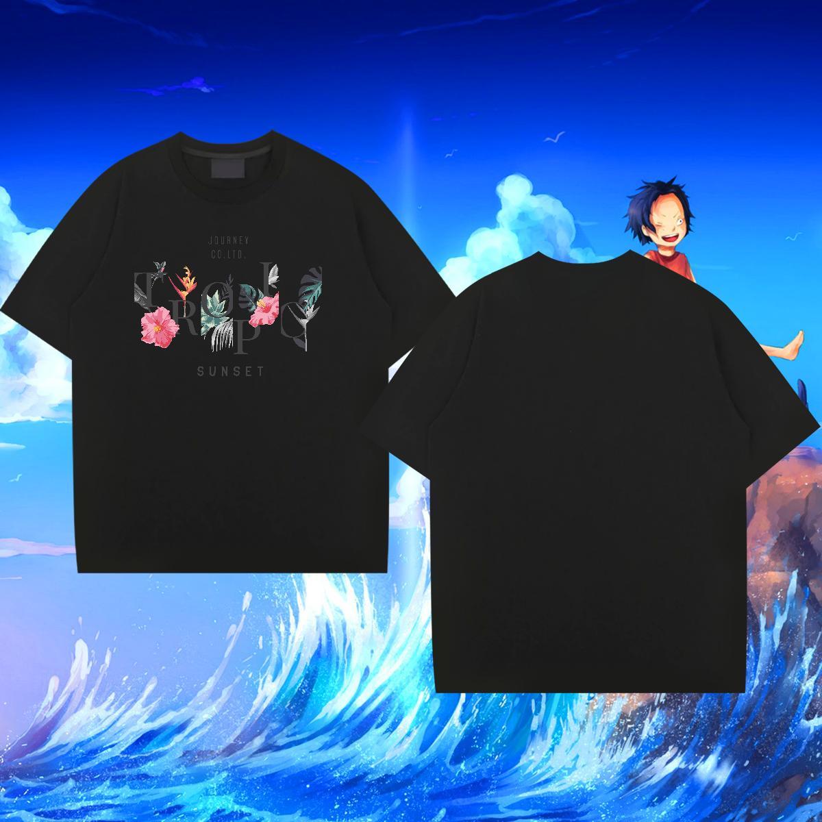 Fashion Designer T-Shirts 230g Pure Cotton flower Beach Tees Short Sleeve O-Neck Loose Fit Couples T Shirts Oversized 4XL