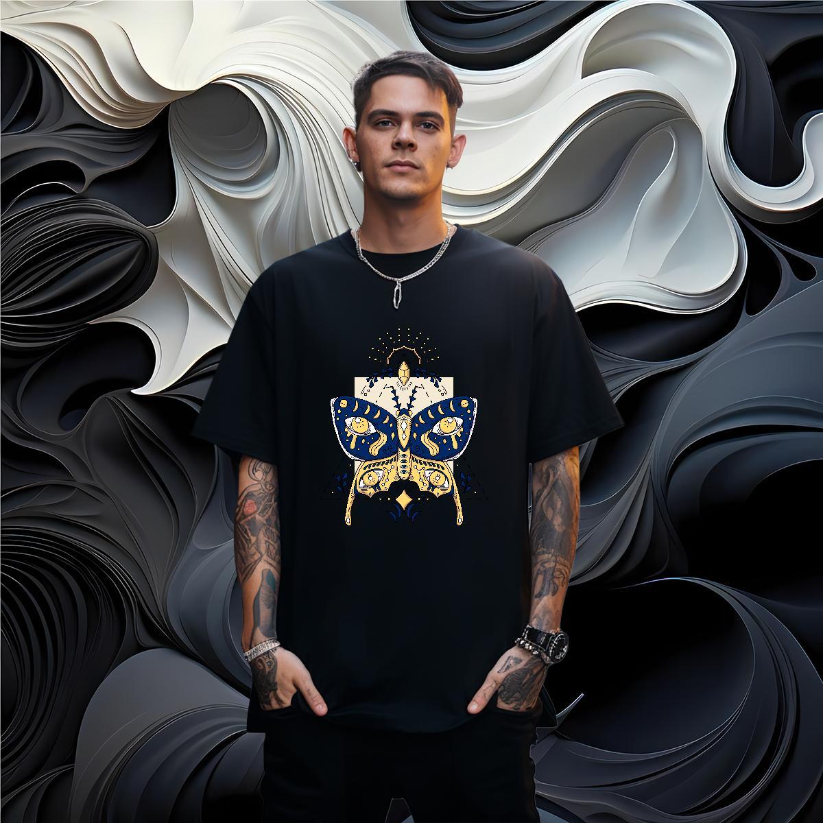 Loose Couples T Shirts 230g 100% Cotton Butterfly T Shirts Men High Street Hip Hop Breathable Soft Oversized New Arrival Clothings