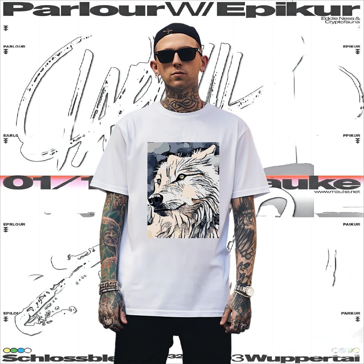 Cool Tshirt for Man Woman 230g Pure Cotton wolf Man T Shirts Street Crew Neck Breathable Customized Fashion Clothings