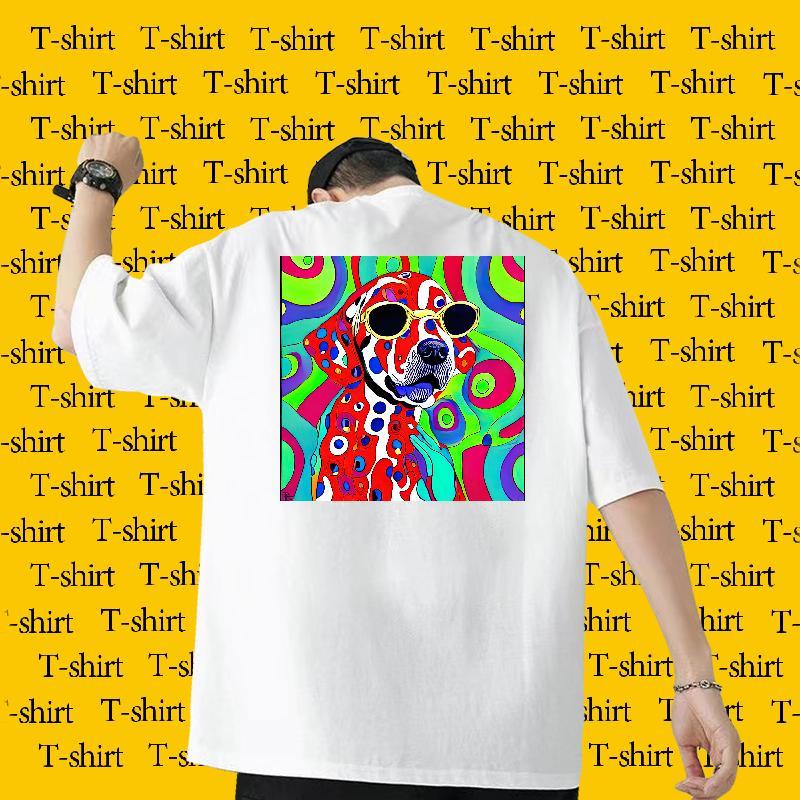 2024 Summer Man T Shirts 230g Pure Cotton dog Daily Outfit Tees Breathable Short Sleeve Brand Tshirt for Man Woman DIY