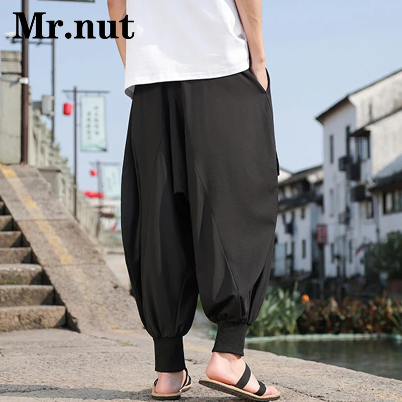 Mrnut Hip Hop Ice Silk Loose Harem Pants Mens Stylish Clothing Oversize Wide Leg Lantern Unisex Baggy Trousers Joggers 240806