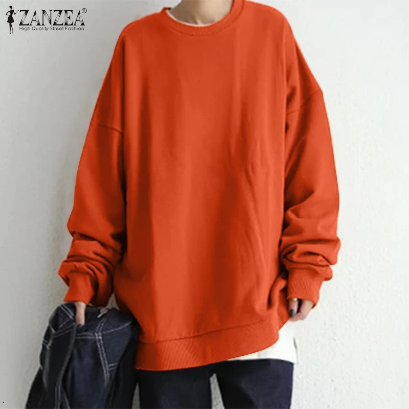 ZANZEA Women Long Sleeve Solid Sweatshirt Oversized Fashion Autumn Hoodies Casual Streetwear Winter Sweatshirts Loose Pullover 240806