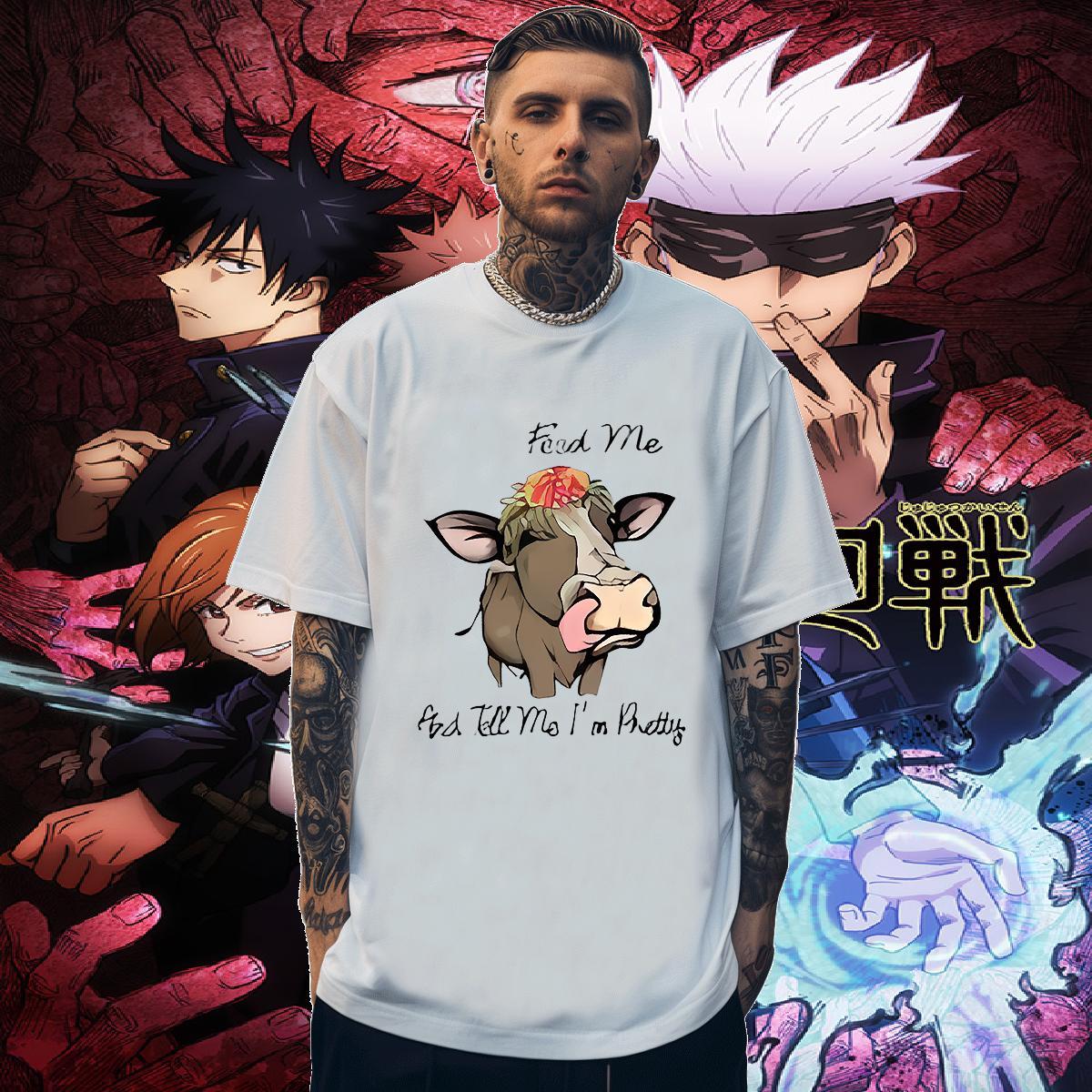 Popular Tshirt for Man Woman 230g Pure Cotton cow Men T Shirts Anime Printing Street Breathable Soft Custom Print Oversized Fashion New Tees