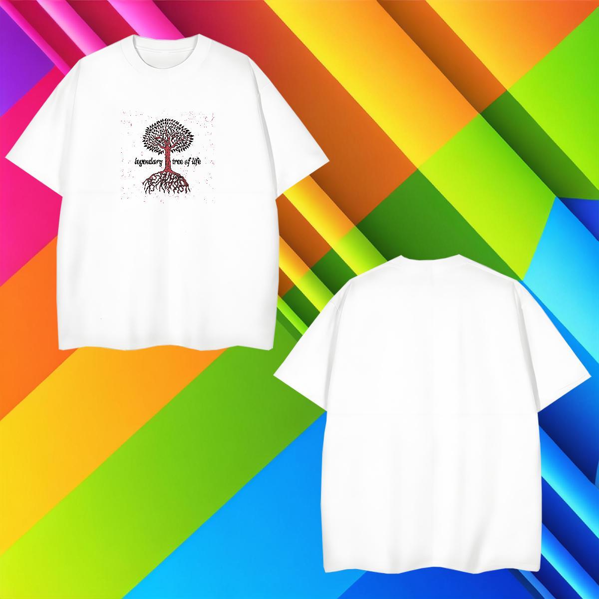 T-Shirts for Men 230g Cotton tree Home Outdoor Breathable Short Sleeve DIY Men Tshirts Fashion New Unisex Tops