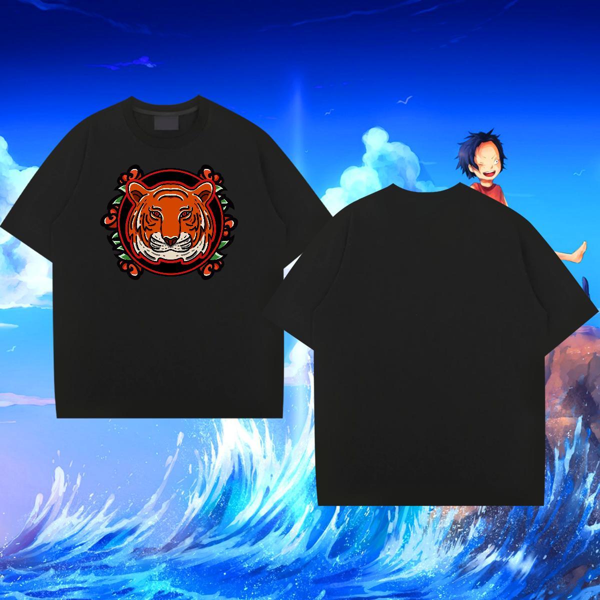 Wholesale T Shirts Men 230g Pure Cotton tiger Daily Outfit Clothings O-Neck Short Sleeve High Quality Men Clothes T-Shirt Black Oversized