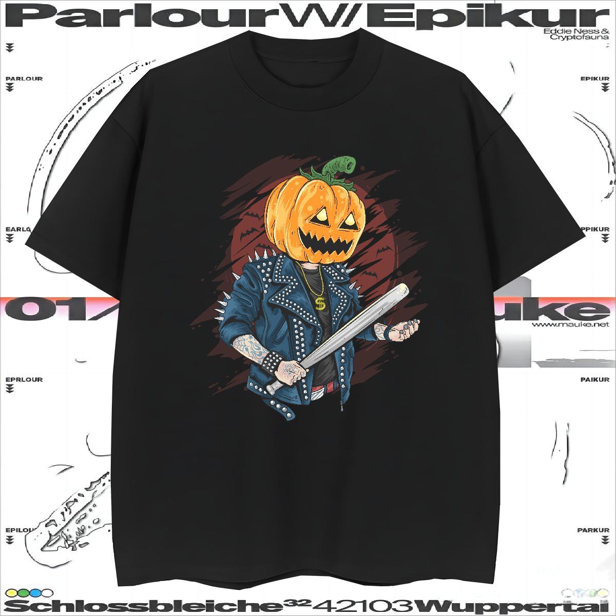 Customized T Shirt For Man 230g Pure Cotton Halloween Street Wear Top Tees Breathable Short Sleeve Loose Fit Tshirt for Man Woman Black Oversized