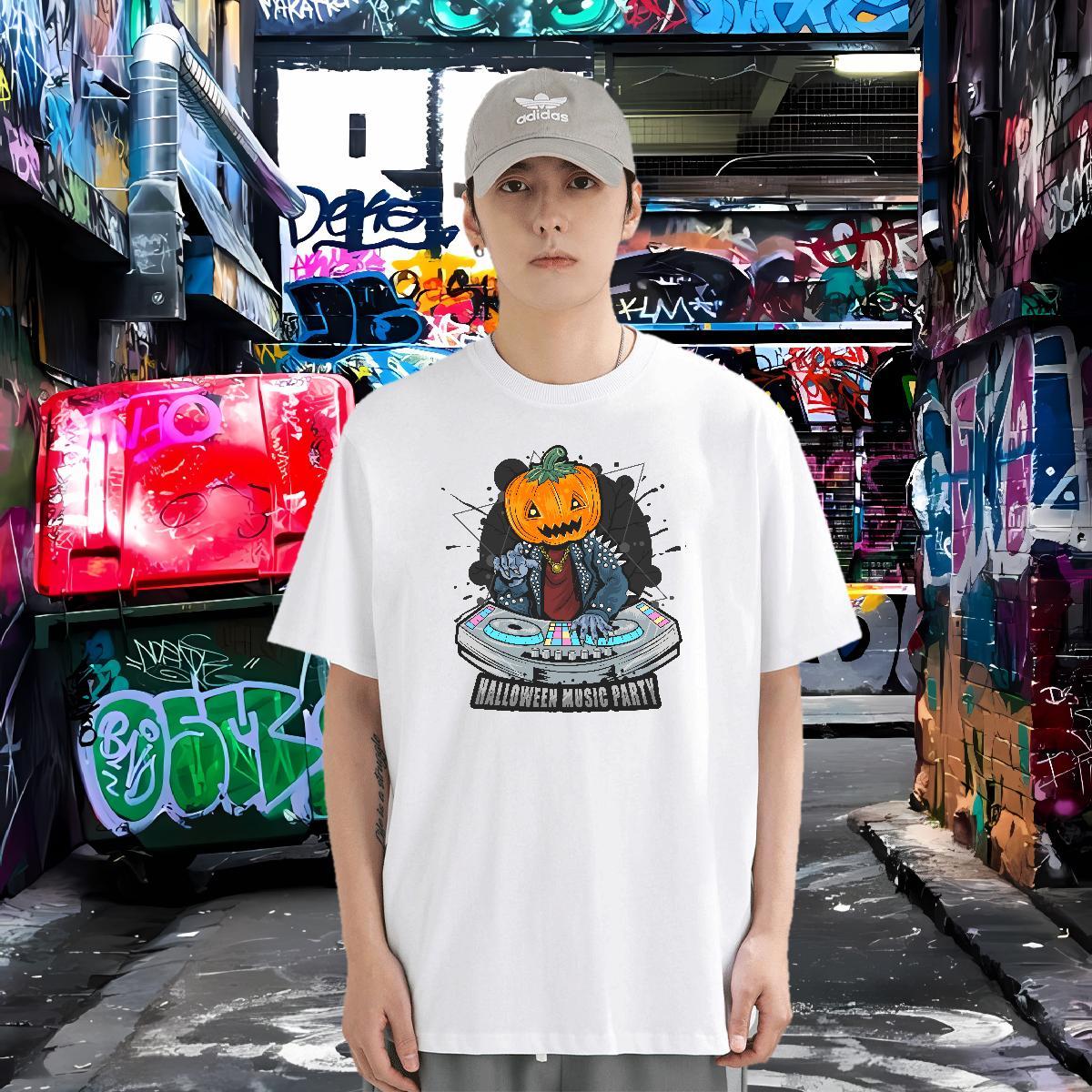 Mens T Shirts 230g Cotton pumpkin Daily Outfit Round Neck Short Sleeve Custom Anime Men Tees New Arrival Free Shipping Polos