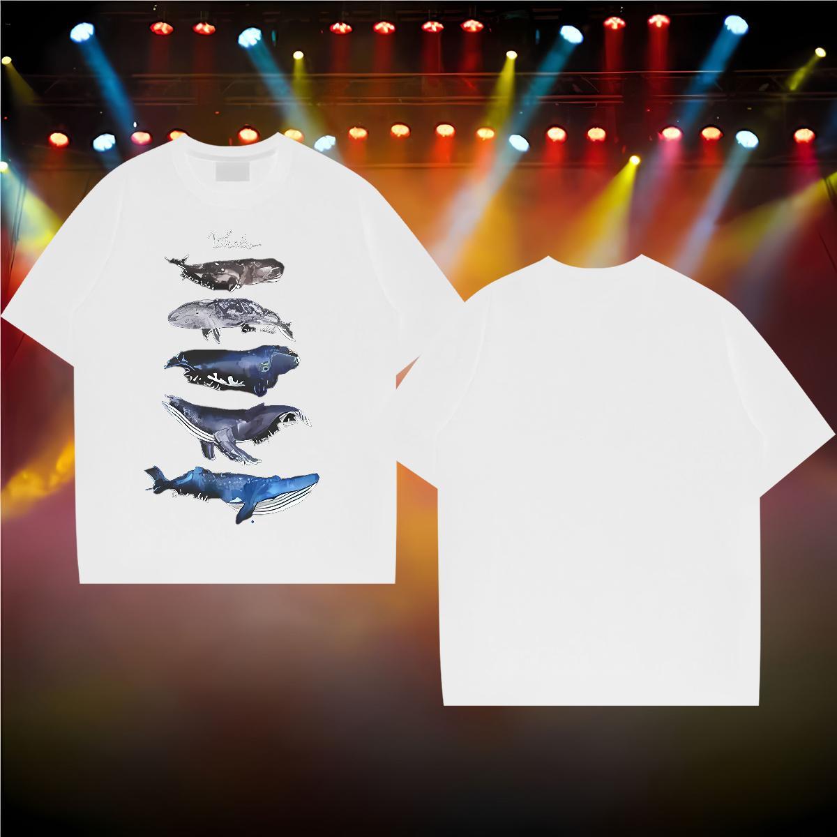 DIY T Shirt For Man 230g Pure Cotton whale Street Casual Wear Breathable Free Shipping Tshirts Black Oversized